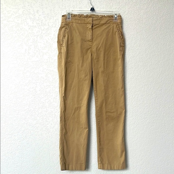 J. Crew Chino Khaki Pants Ruffled Tan size 0 - Picture 1 of 13